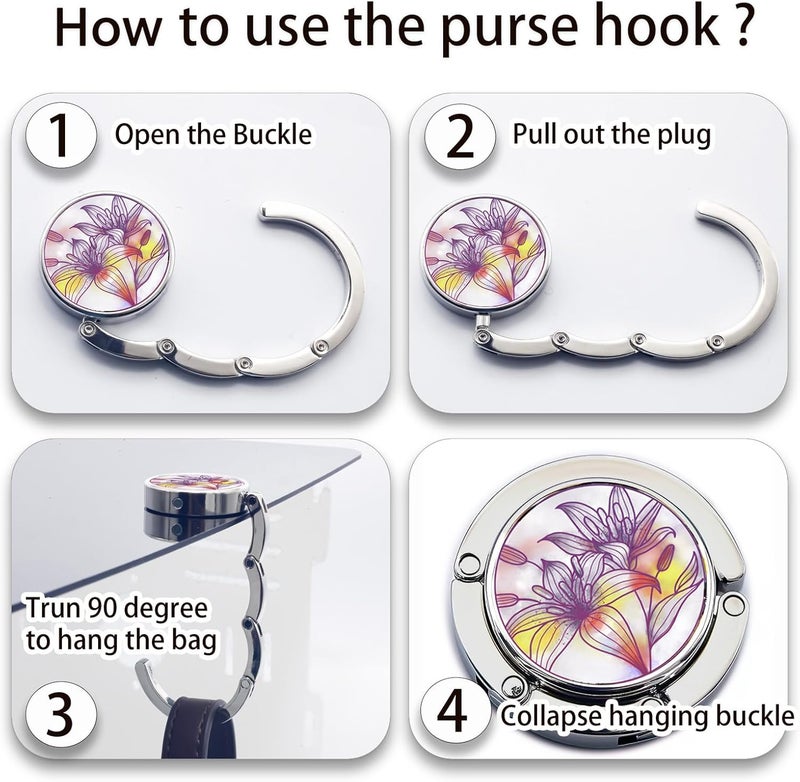 BEAVOING Purse Hanger, Foldable Purse Hook Set of 3 Mixed Pattern Purse Table Hanger Womens Bag Purse Holder for Desk Tables 3-2 - Image 3